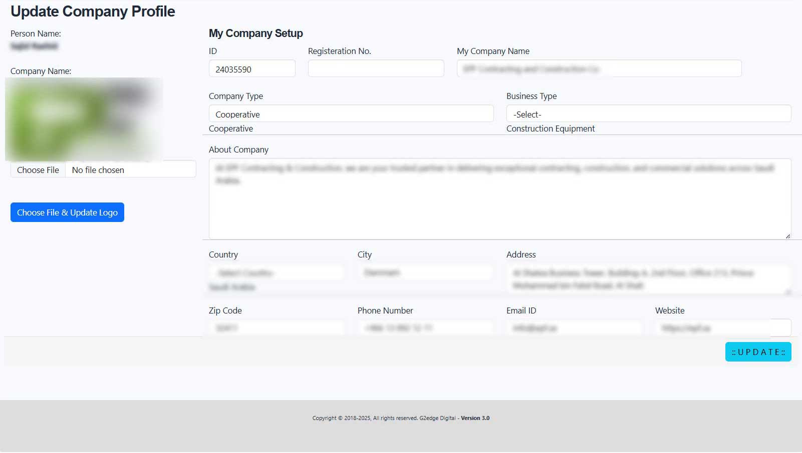 Company profile editing